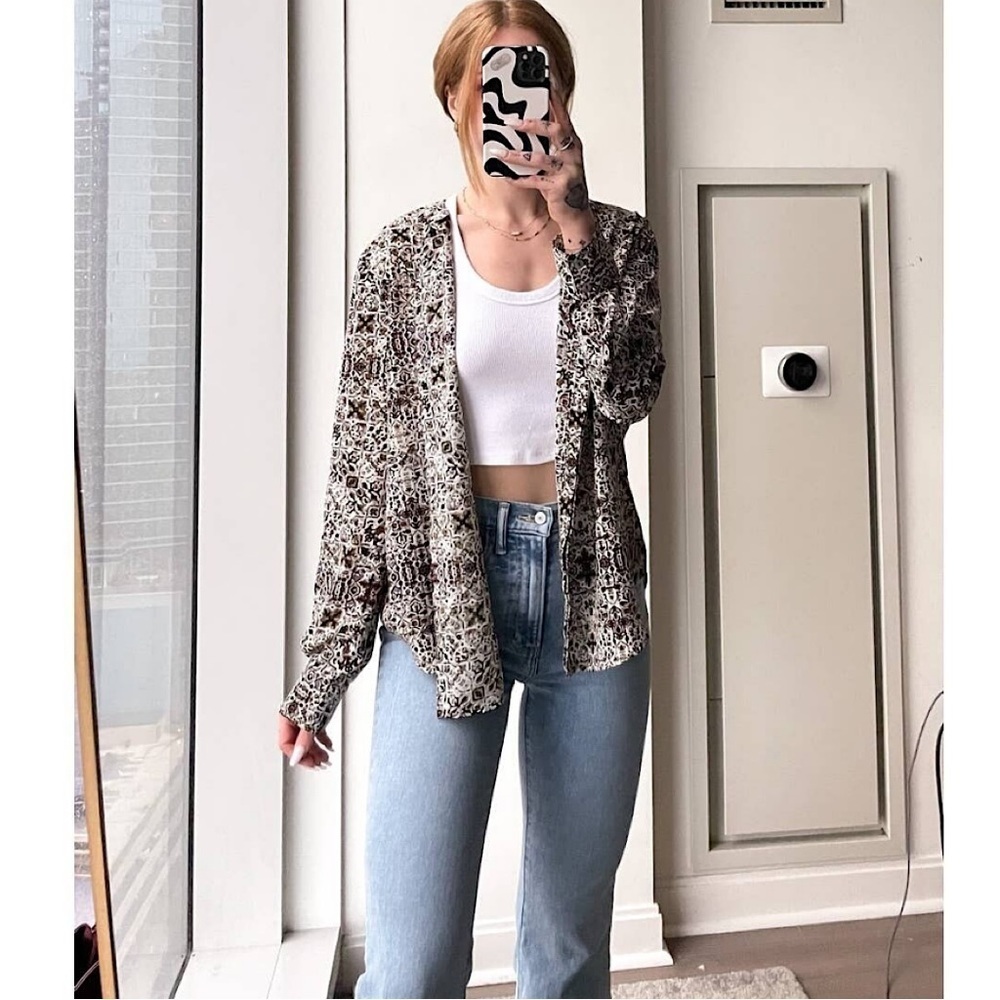 Sanctuary Revolve Modern Peasant Henley Blouse Stained Glass Size L